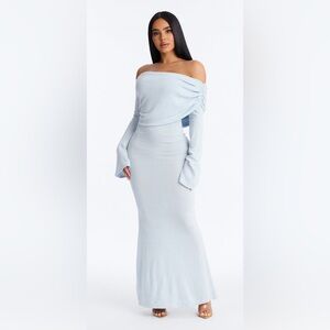Fashion Nova Light Blue Long Sleeve Dress